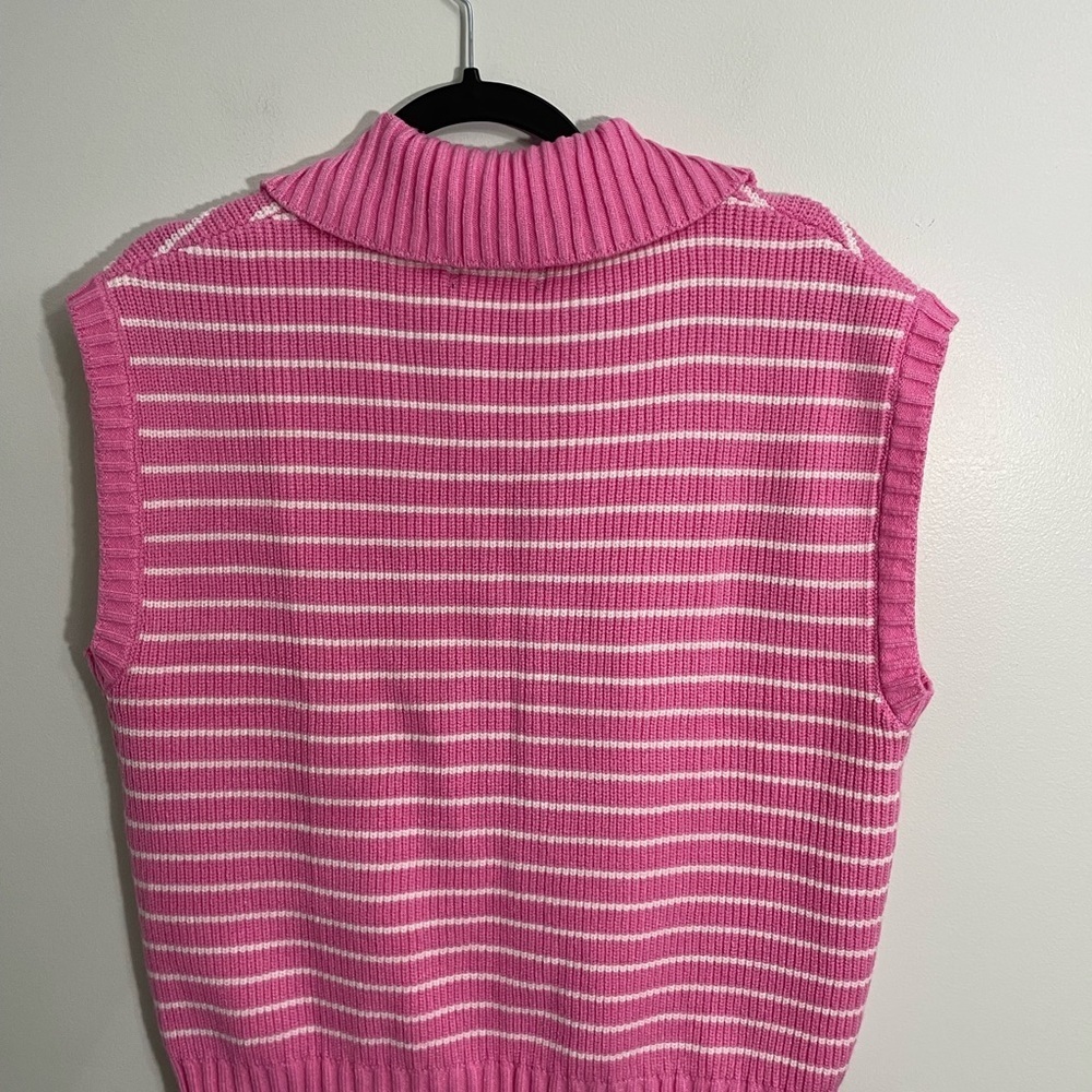 Illusory Pink Striped Sleeveless Blouse Size Large CB-AQ - Picture 5 of 5